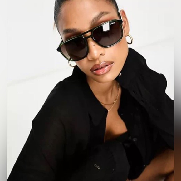 Quay On The Fly aviator Green frame Brown Gradient Lens unisex sunglasses new - Picture 2 of 5
